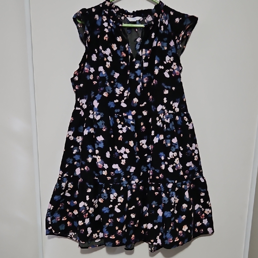 Time and Tru Women's Floral Dress - Black and Pink